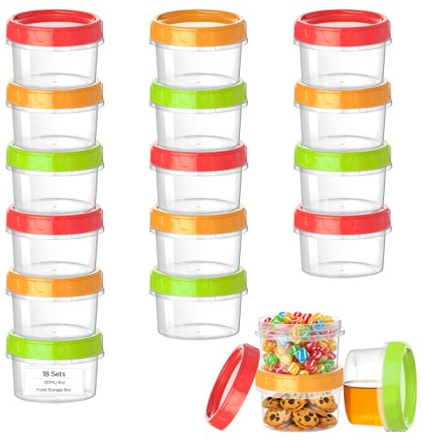VINATO 18Pcs Frischhaltedosen Mit Deckel, 120ml Kleine Dosen Mit Deckel Plastik, Lebensmittelbehälter Set, Gefrierdosen Klein, Frischhaltedosen Stapelbar