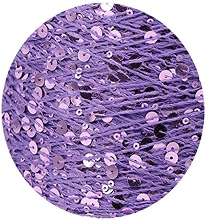Glitzerndes Pailletten-Strickgarn, 100 % Baumwolle, 50 g Knäuel mit 6 mm und 3 mm Pailletten, für DIY-Kleidung, Spielzeug, Häkeln und Verzierungen, Violett