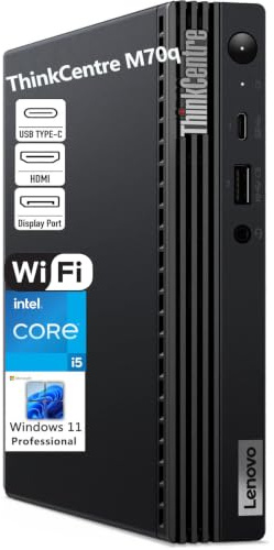 Lenovo ThinkCentre M70q Business Mini PC Desktop Computer, 16GB DDR4 RAM, 256GB PCIe SSD, Intel 6-Core i5-10400 (Beat i7-8700), WiFi 6, Bluetooth, Wireless Antenna, Keyboard & Mouse, Windows 11 Pro