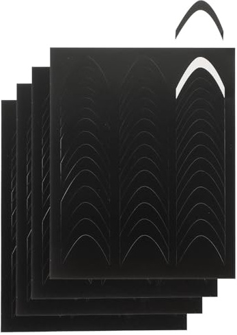 PENIKOKO Autocollants pour Manucure Française en Papier Noir, 4 Feuilles Faciles à Utiliser, Accessoires pour Ongles Artificiels et Design Nail Art