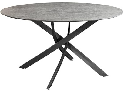 Riess Ambiente Runder Esstisch Helix - 120cm - grau schwarz Beton-Design Metallbeine Sterngestell