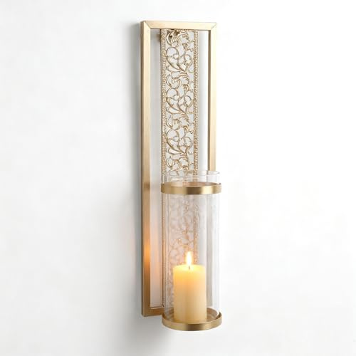 Goshyda Wandkerzenhalter, 2er-Pack, Wandmontierte Dekorative Vintage-Kerzenhalter, für Wohnzimmer, Badezimmer, Esszimmer (Gold)