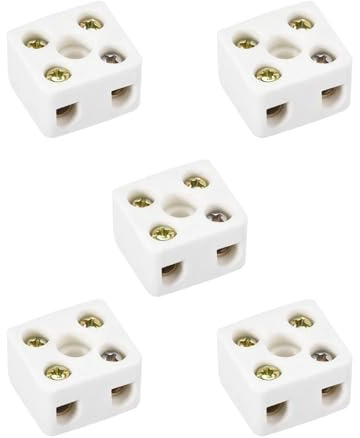 Morsettiera in ceramica 5 pezzi 2 vie 5 fori 21.5x19.5x14.2mm morsettiera in ceramica connettori for cavi elettrici in porcellana resistente alle alte temperature