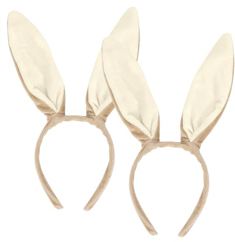 FIGCY - Paquete de 2 diademas con orejas de conejo, diadema de felpa para disfraz de Pascua