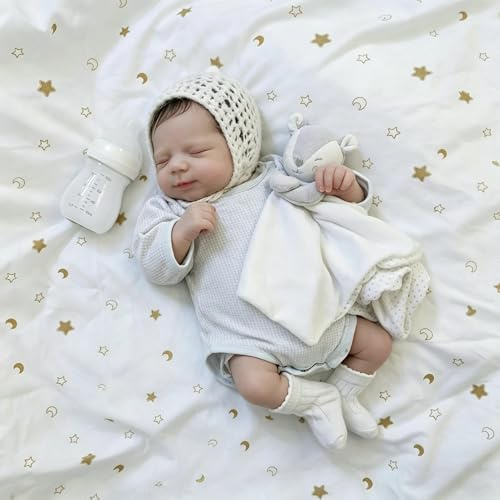RXDOLL Realistische Reborn Babypuppen Silikon Ganzkörper 18 Zoll Lebensechte Vollsilikon Babypuppen Mädchen, die aussehen wie echte schlafende Neugeborene Mädchenpuppe, Anatomisch korrekte Babys