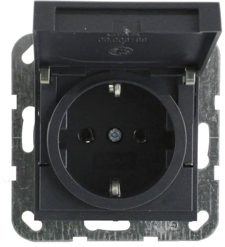 Gira 045428 Schuko Steckdose Klappdeckel System 55, anthrazit