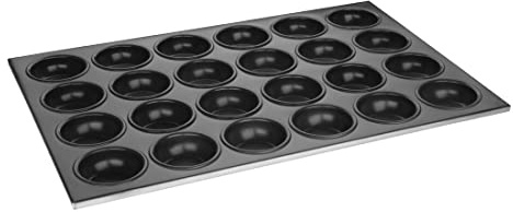 Vogue Aluminium Non-Stick Muffin Tray 24 Cup, Black, Size: 360(W) x 525(L) mm, Internal Cup Size: 35(D) x 80(Dia) mm, Non-Stick Resin, Aluminium, Bakeware, C564 | Black, Durable