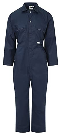 Ladies Zip Front Boilersuit Workwear Boiler Suit Coverall Overall Womens Girls (10 (34 Chest), Navy Blue)