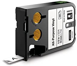 DYMO XTL Allzweck-Vinyletikett | 12 mm x 7 m | Schwarz auf Weiß