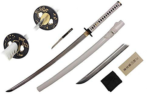 R.B. Trading Katana Praktisches Wata - Schwert - Katana - Swords/Katanas - Kohlenstoffstahl - Schwarz, Silber, Gold, Weiß