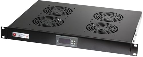 Techly Professional 023363 Gruppo 4 Ventole 1U per Rack 19 con Termostato LED Nero Nero