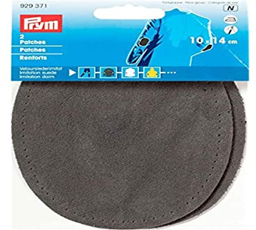 Prym 929371 Patches Velourslederimitat (bügeln) 10 x 14 cm mittelgrau, grau