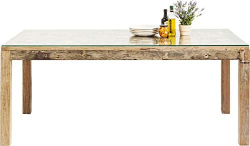 Kare Design Tisch Memory, Braun, 4-6 Personen, Handgearbeitet, Pflegeleicht, Robust, Stilvoll, Zeitloses Design, Esszimmertisch, Konferenztisch Büro, ESG-Glasplatte, Massivholz, 78x80x160 cm (HxBxT)