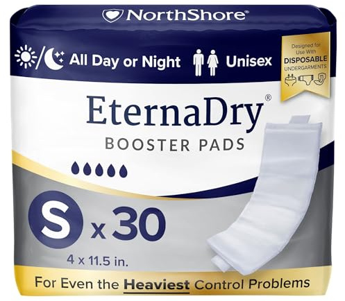 NorthShore EternaDry Booster Pads for Men and Women with Adhesive, Small, Pack/30