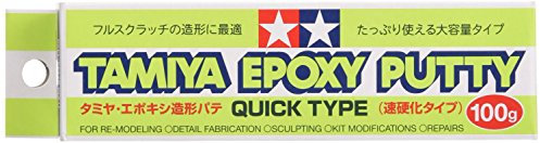 Tamiya 87143 Epoxy Spachtelmasse Quick Type 100g 2K - Modellbau-Zubehör, Bastelwerkzeuge, hochwertiges Modellbauzubehör, Plastikmodellbau