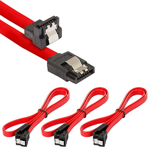 POPPSTAR 3x SATA Kabel SSD/HDD (0,5m SSD Datenkabel/SATA 3 Kabel SSD, gerade Stecker auf gewinkelt) bis zu 6 Gbit/s, rot