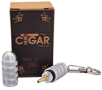 Cigar Prop Lighter Bleed Tool 2.0 – Silver- With Keychain Attachement- Aluminum Body with Brass Tip for Air Removal in Torch Lighters – Compact– Made in the USA – Durable and Easy to Use