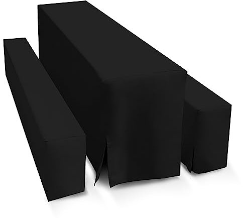TEXMAXX® Hussen Bierzeltgarnitur 5-teiliges Set - 50 cm x 220 cm schwarz / 2 Bierbank Hussen mit Bierbank Polster & Biertisch Husse/Tischdecke Biertisch & Bierbank Auflagen/Hussen für Biertisch