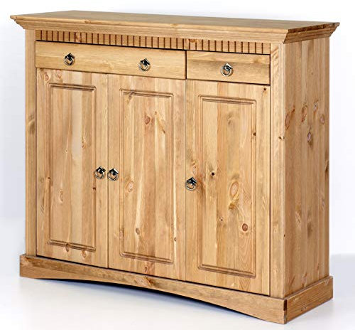 clever-moebel 3trg. Kommode aus Kiefernholz gelaugt/geölt, Schrank, Sideboard
