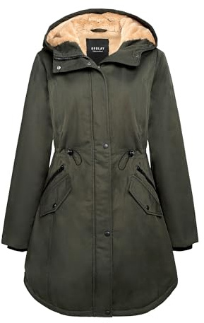 Orolay Women's Thicken Fleece Lined Parka Winter Coat Hooded Jacket with Pockets Deep Forest M