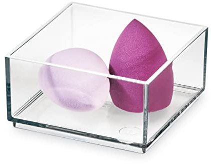 iDesign Schubladen Ordnungssystem, Schminktisch Organizer für Schublade aus der Signature Series by Sarah Tanno, kombinierbares Make-up Organizer Element aus Kunststoff, transparent