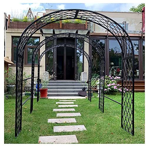 LINGOSHUN Gartenbogen,Outdoor-Haltbarer Metall-Hochzeits-Rosenbogen,Der FüR Verschiedene Kletterpflanzen UnterstüTzt, Seitenbreite 40 Cm/Schwarz / W1.2×H2.2m