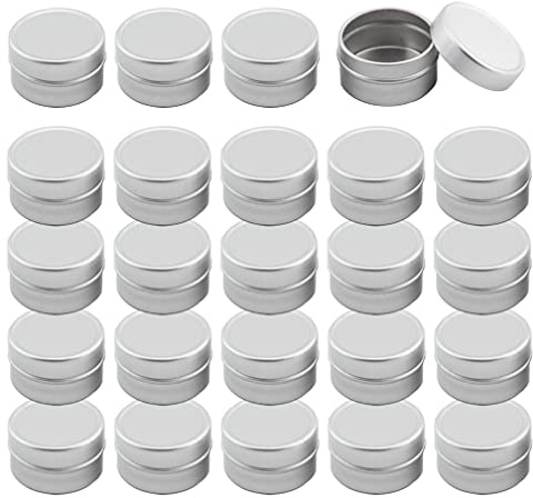 ZEOABSY 50 Stück 5ml Silber Leere Aluminiumdose Aluminium Runde Dosen Aludose mit Stülpdeckel Blechdosen Cremedosen für DIY Salben Kerze Kosmetik Rasierseife