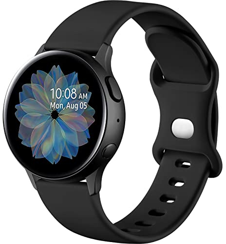 Mastten Silikonarmband kompatibelt med Samsung Galaxy Watch Active 2 40 mm/44 mm, 20 mm sportband med dubbla hål för Galaxy Watch 4/Watch 4 Classic/Watch3 41 mm/Watch 42 mm, L svart
