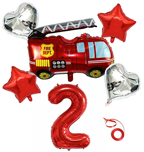 Feuerwehrauto Ballons Auto Kindergeburtstag Folienballon Feuerwehr Folienballons mit Feuerwehr/firetruck Car Feuerwehrauto Thema Deko Feuerwehrauto Geformte Folienballons für Party Geburtstag Schule