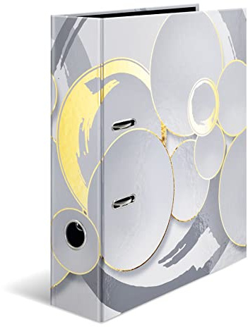 HERMA Ordner A4 Weiß Gold Set, 5 Stück, 7 cm breit, Kinder Ringordner mit Edel Muster, bunter Aktenordner mit glänzender Veredelung für Jungen und Mädchen