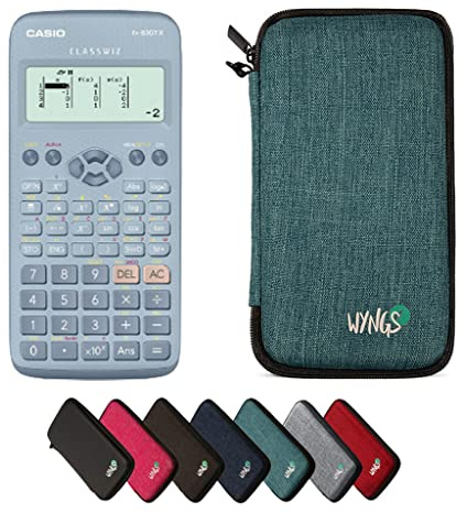 Casio fx-83GT X Blau inkl. WYNGS Schutztasche Türkis - Wissenschaftlicher Taschenrechner - Basic Set