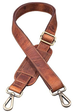 STILORD Taschengurt Breit Leder mit Karabiner und Polster zum Wechseln Schultergurt für Taschen Trageriemen Handtaschengurt für Umhängetasche Echtleder, Farbe:Kara - Cognac