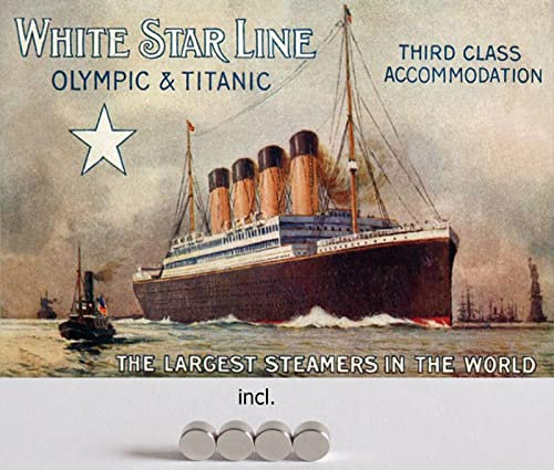 DekoDrom® Blechschild 20x30 cm mit Magnete historisches Plakat TITANIC + OLYMPIC White Star Line Dampf Schiff England Dekoration Bar Kneipe Sammler