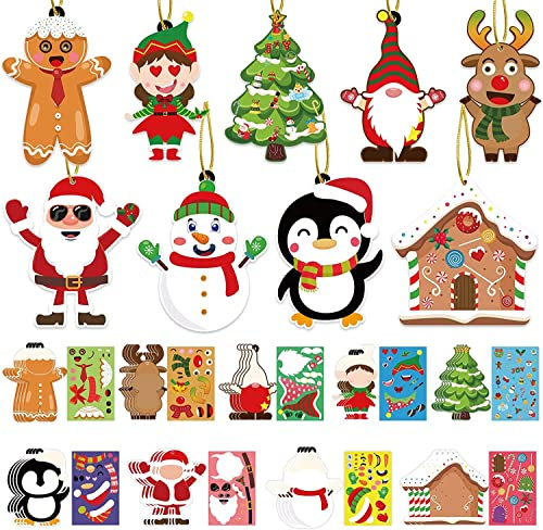 owlfun Basteln Weihnachten Aufkleber für Kinder，Basteln ，Kreative , Weihnachtsdekoration Weihnachtsbasteln , Bastelset