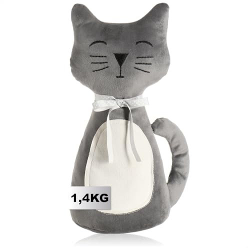 COM-FOUR® Türstopper, schwerer Türhalter, süßes Katzendesign, funktionelles Wohnaccessoire, Stopper für Fenster und Türen, optimal bei Durchzug (Katze Mandy)