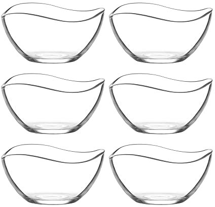 CLEARFEE 6-teiliges Glasschalen Set 215 ml aus Hochwertigem Glas - Dessertschalen Glasschüssel Salatschüssel Bowl mit Deko