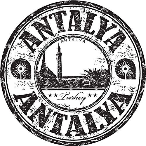 WildeBabsKLBT 11cm 2xHochwertiger Auto-Aufkleber Sticker Decal Autoaufkleber Aufkleber-Folie Wunschtext Antalya Reise Stempel G1453