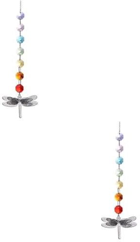 Yardwe Lot De 2 Rideaux De Perles Octogonales en Cristal avec Pendentif Libellule Décoration Dintérieur Colorée pour Femmes