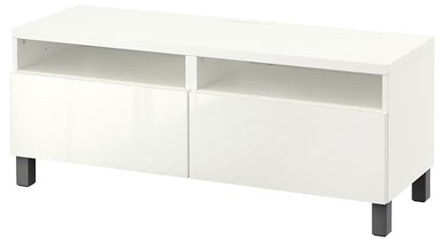 BESTÅ TV-Bank mit Schubladen, 120x42x48 cm, weiß/Selsviken/Stubbarp dunkelgrau