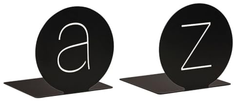 moses. libri_x Buchstützen im runden A&Z Design, 2er Set, dekorative Buchständer aus Metall, schwarz mit modernen Cut-Out-Look