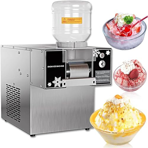 DPLWJPP Macchina Ghiaccio Commerciale,Macchina Elettrica Coni Neve,Macchina Ghiaccio Elettrica Neve 60 Kg/24 Ore con 2 Secchi,per Ghiaccio A Fiocchi Neve,Ghiaccio al Latte,Ghiaccio Continuo