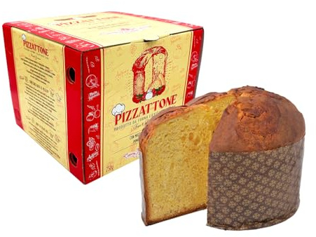 Chiostro di Saronno Pizzattone Panettone Salato Gusto Pizza 750 g, Panettone a Lenta Lievitazione, Panettone alla Pizza con Pomodoro, Mozzarella Julienne e Origano, Confezione Box Pizza Cartone