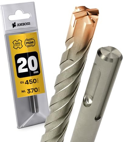 SDS Plus - Broca para martillo perforador (4 unidades, PGM, diámetro de 20,0 mm x 370 mm)