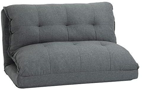 HOMCOM Bodenstuhl 2-in-1 Bodensofa Schlafsofa 13 Positionen Verstellbare Rückenlehne für Wohnzimmer Leinen 100 x 71 x 54 cm Grau