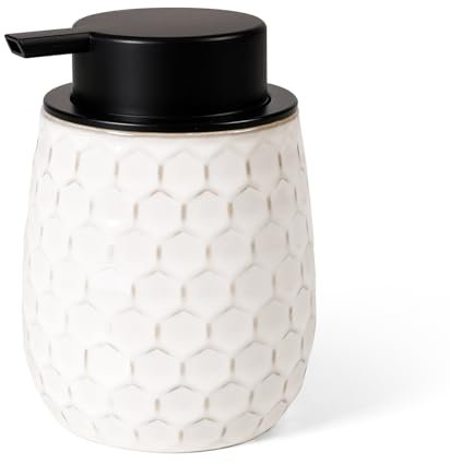 Seifenspender Umlaca Spülmittelspender, Nachfüllbarer Soap Dispenser Keramik 400ml, Großer Pumpenkopf lässt Sich leicht drücken, Geeignet für Küche, Bad Schaumseifenspender (Beige)