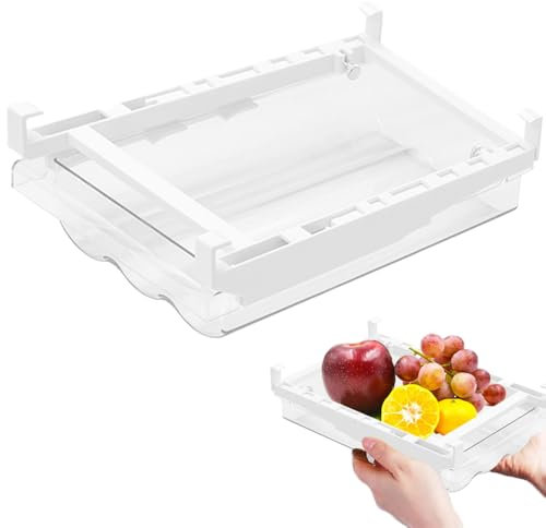 katmerio Organizador de frigorífico, organizador de cajón extraíble para frigorífico, caja de almacenamiento para frigorífico, cajón organizador, recipiente transparente, alimentos, bebidas, huevos
