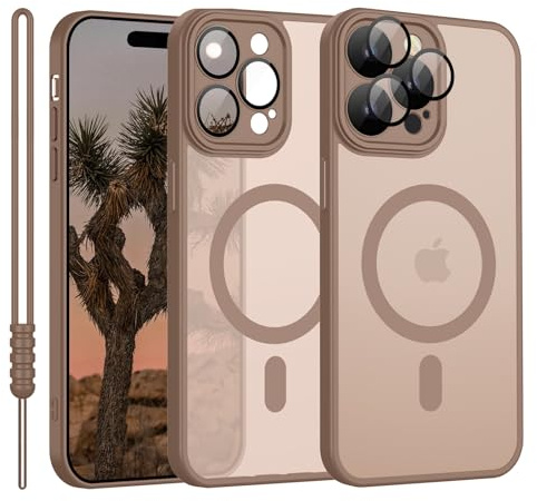 YUANDMI für iPhone 15 Pro Max Hülle kompatibel mit MagSafe Braun | Handyhülle für iPhone 15 Pro Max Magnetisch Matte Touch Kameraschutz, rutschfest Kratzfest Schutz Stoßfest