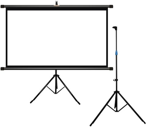 Hoiweqr Beamer Leinwand mit Stativ, Leinwand mit Stativ Heimkino, Tragbare Projektionswand, 60/72 Zoll, 16:9/4:3, 4K HD Projektionswand, für Heimkino Tagungsraum Hochzeiten(16:9,60in)