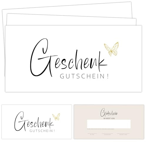 Eummel Gutscheinkarten zum Selbstausfüllen (25er Set, DIN Lang) | Blanko Gutschein zum Ausfüllen als Vorlage | Perfekt als Gutscheinkarte oder Geschenkgutschein | Gutscheine Kosmetik Wellness etc.