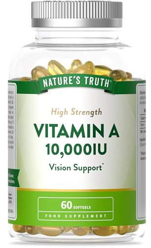 Vitamin A Capsules 10,000IU | High Strength Supplement | Retinyl Palmitate | 60 Softgels | Nature's Truth